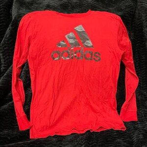 Adidas Vibrant Red Long Sleeve Tee Boys Medium
